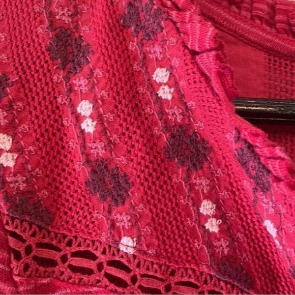 Lucky BRAND Red Sheer Blouse w/ Tassel Women SP Small Petite - Picture 9 of 11